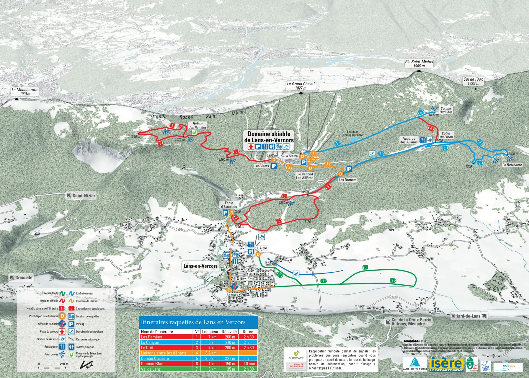 plan raquette lans en vercors